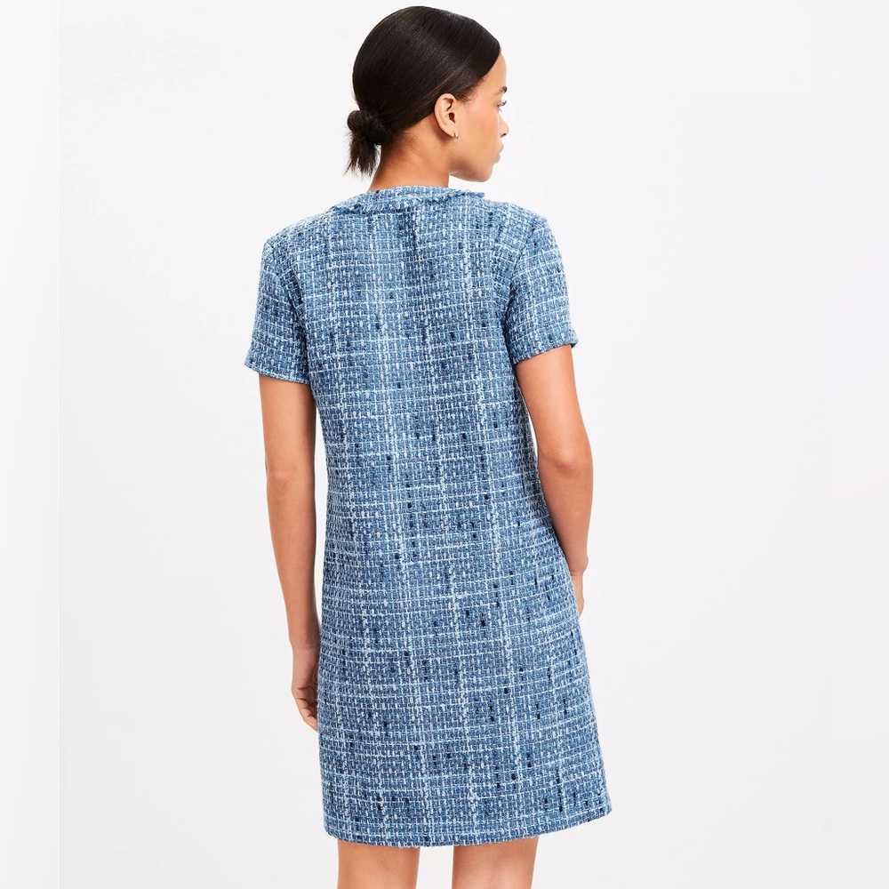 NWOT LOFT Blue Tweed Dress - Picture 3 of 7